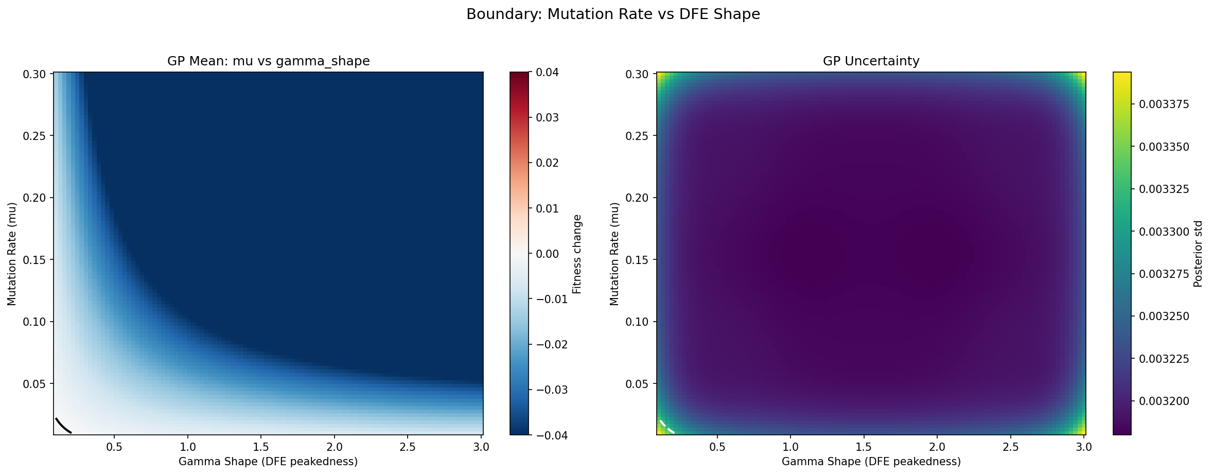 Mutation rate vs DFE shape boundary